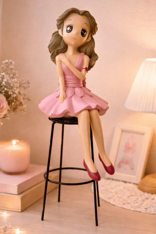 Demir sandalyede oturan büyük kız biblosu