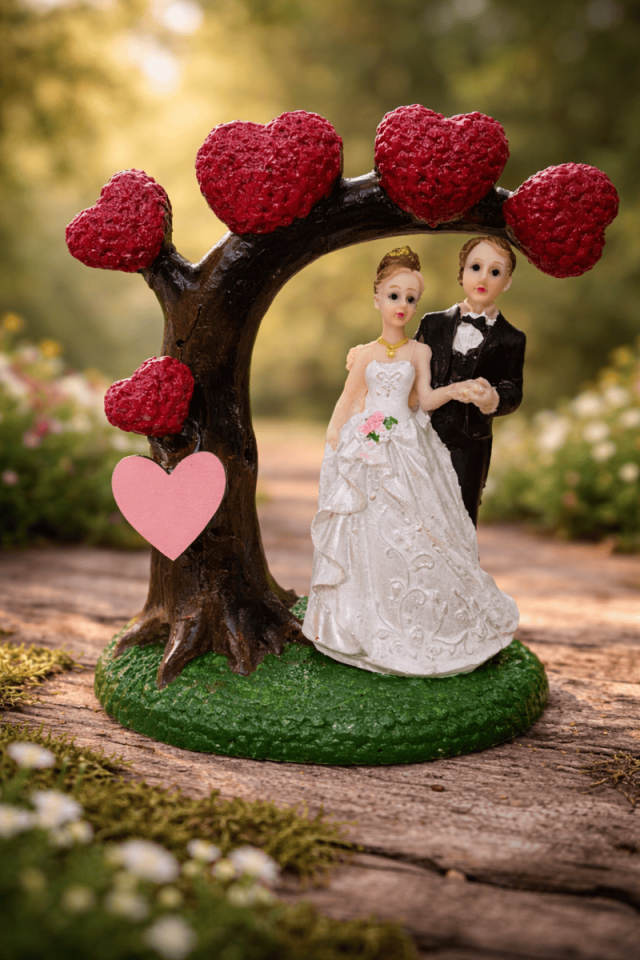 üzeri kalpli gelin damat biblo