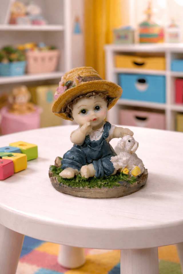 Kız ve kuzu temalı biblo