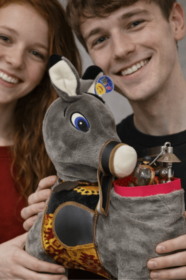 Sürpriz Kafası Açılan Peluş Eşşek