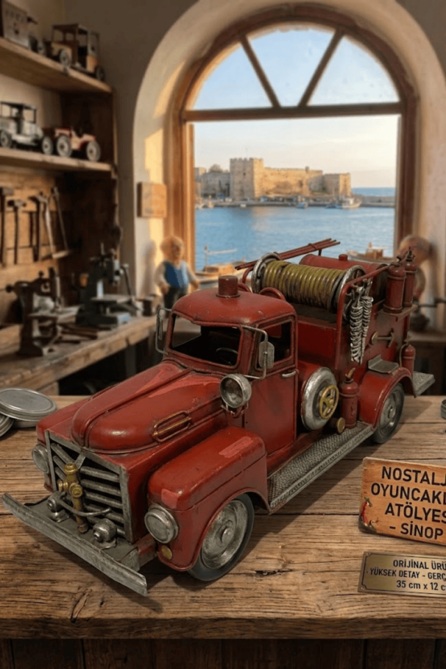 Metal İtfaiye Araba Vintage Büyük
