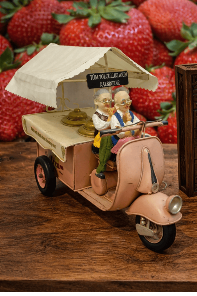 Yaşlı Çift Vintage Metal Scooter