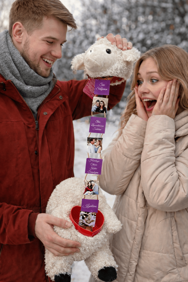 Sürpriz Resimli  Peluş Kuzu