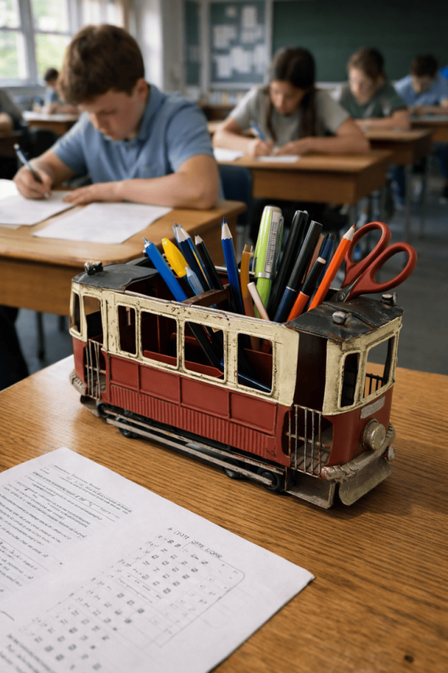 Vintage Metal Tramvay Kalemlik