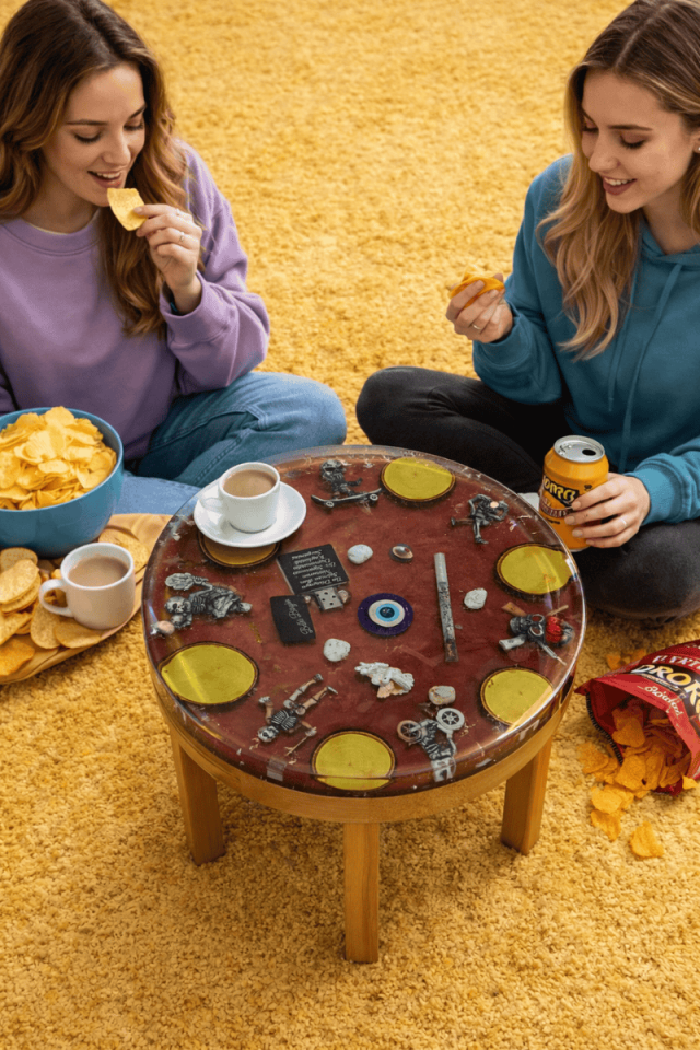 Epoksi İskelet ve Çakmak Tasarımlı Orta Sehpa