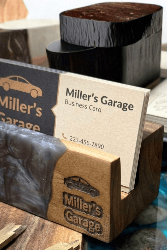 Ceviz Ağacı ve Epoksiden Kartvizitlik