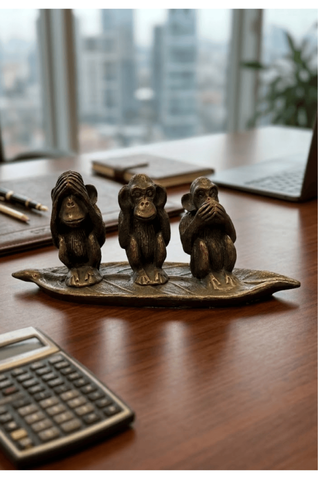 Yaprak üzerinde Büyük Üç Maymun