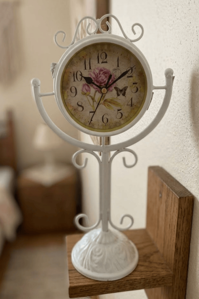 Çift Taraflı Nostalji Metal Masa Saati