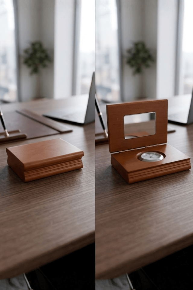 Dekoratif Ahşap Masa Saati