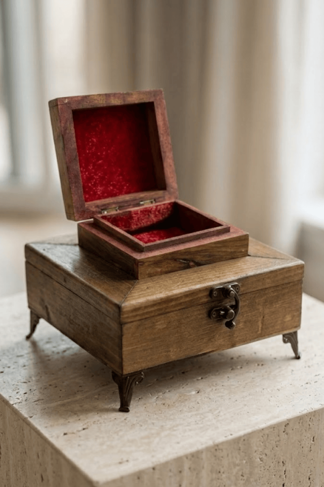 İkili Bölmeli Ceviz Kutu