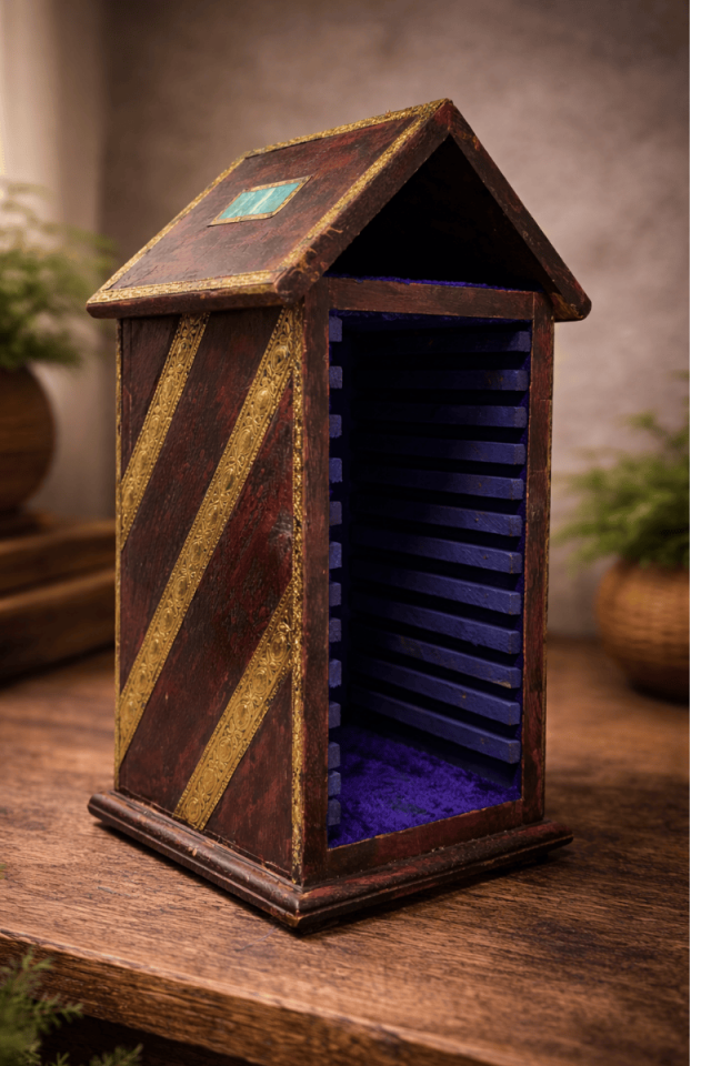 Antika Kahvesi Pirinç İşlemeli Anı Dolabı