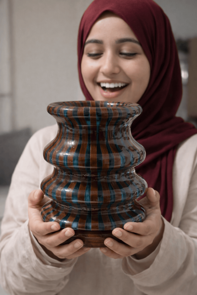 El Emeği Epoksi & Ahşap Vazo