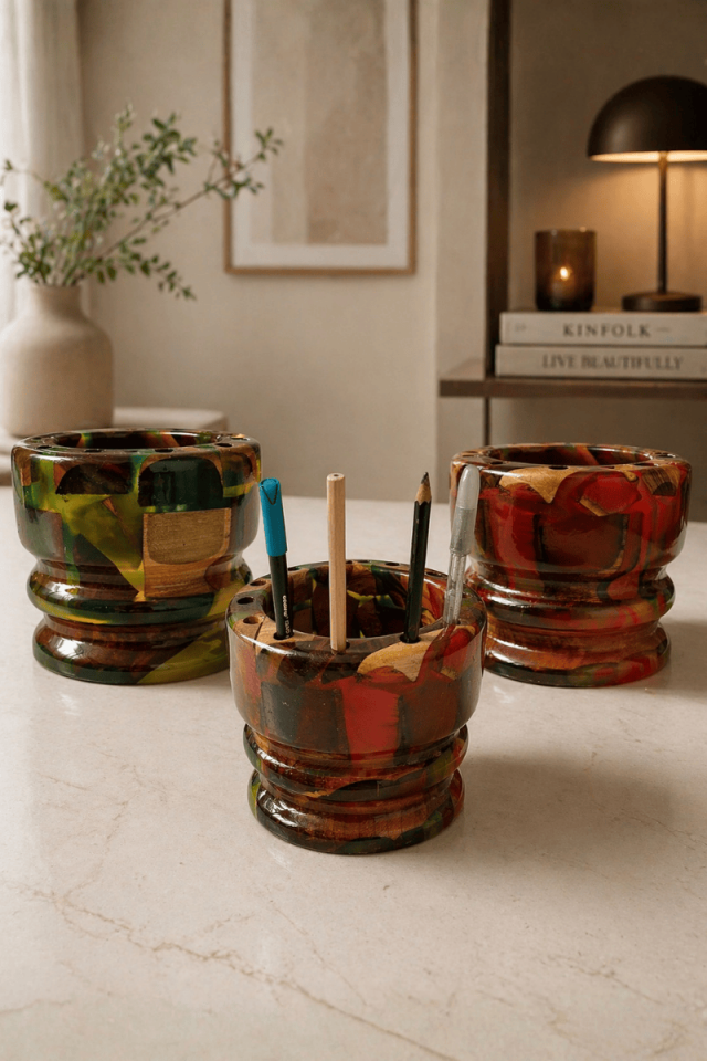 Epoksi ve Ahşap Masaüstü Organizer Seti