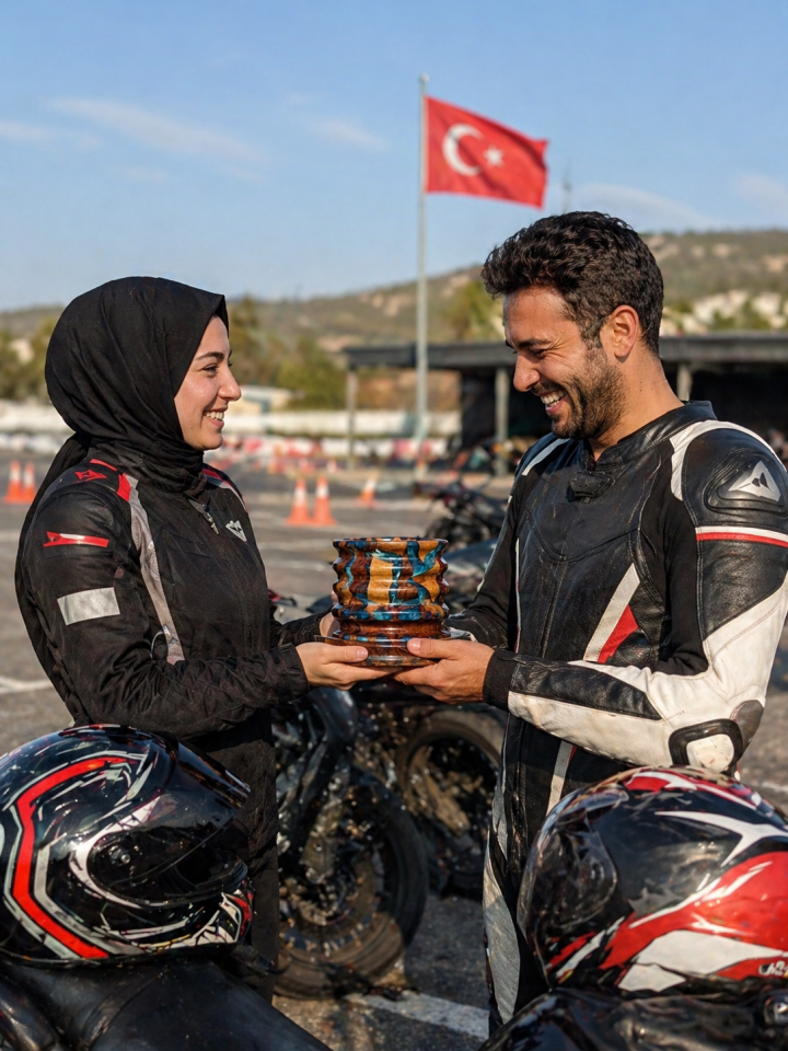 Motosikletçi Epoksi ve Ahşap Masaüstü Organizer Seti