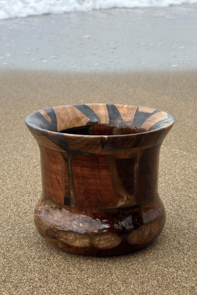 Epoksi ve Ahşap Dekoratif Masaüstü Vazo