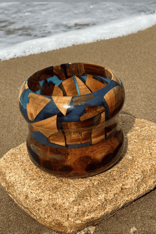 Mavi Epoksi Ahşap Dekoratif Obje