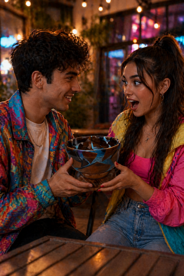 Mavi Epoksi Ahşap Dekoratif Kase