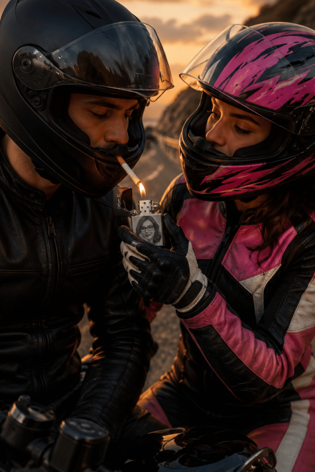 Kişiye Özel Fotoğraflı Benzinli Motosiklet Çakmağı