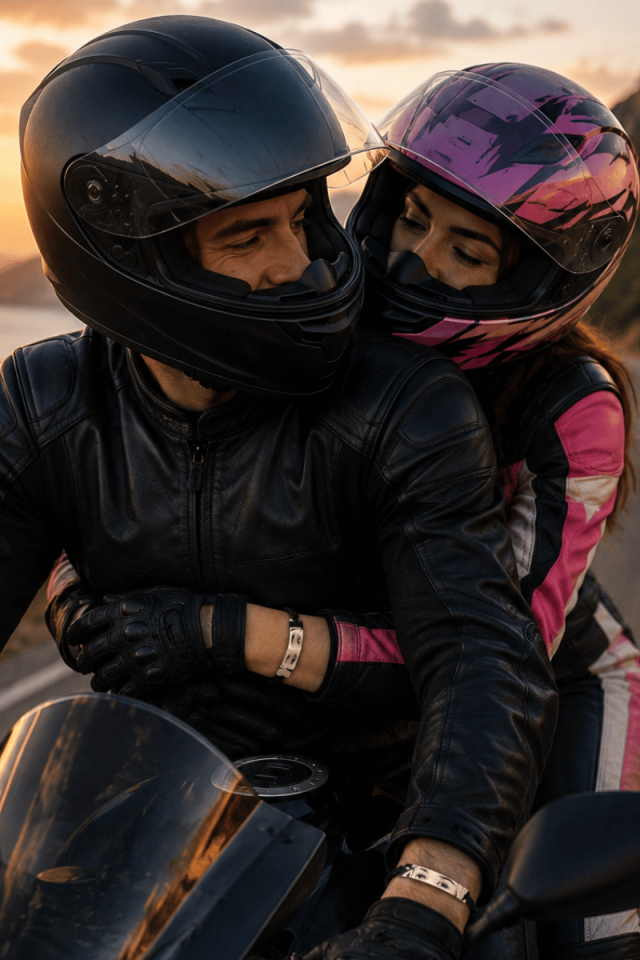 Kişiye Özel Göz Detaylı Çift Motosikletçi Bilekliği