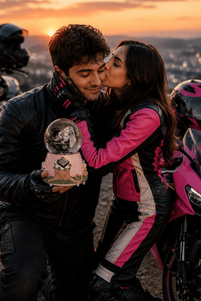 Kişiye Özel Fotoğraflı Motosikletçi Kar Küresi