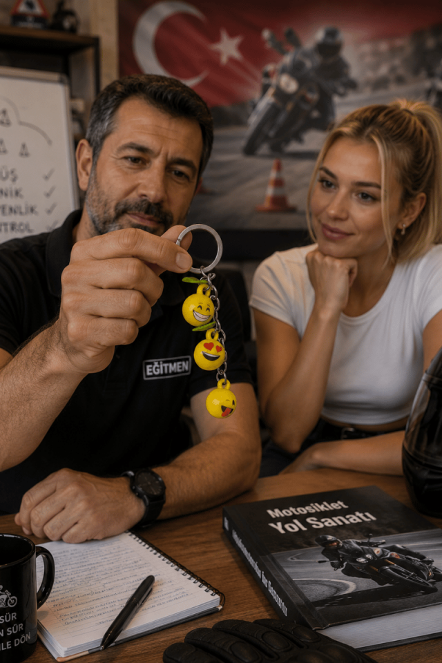 Motosikletçi Emoji Anahtarlık