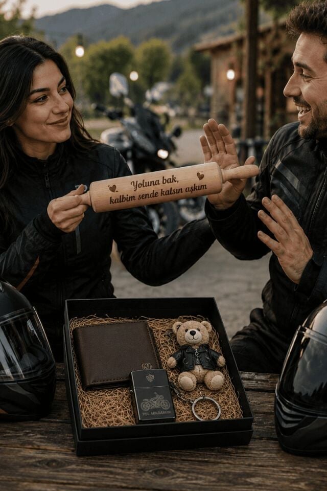 Motosikletçi Çiftlere Özel Ahşap Oklava