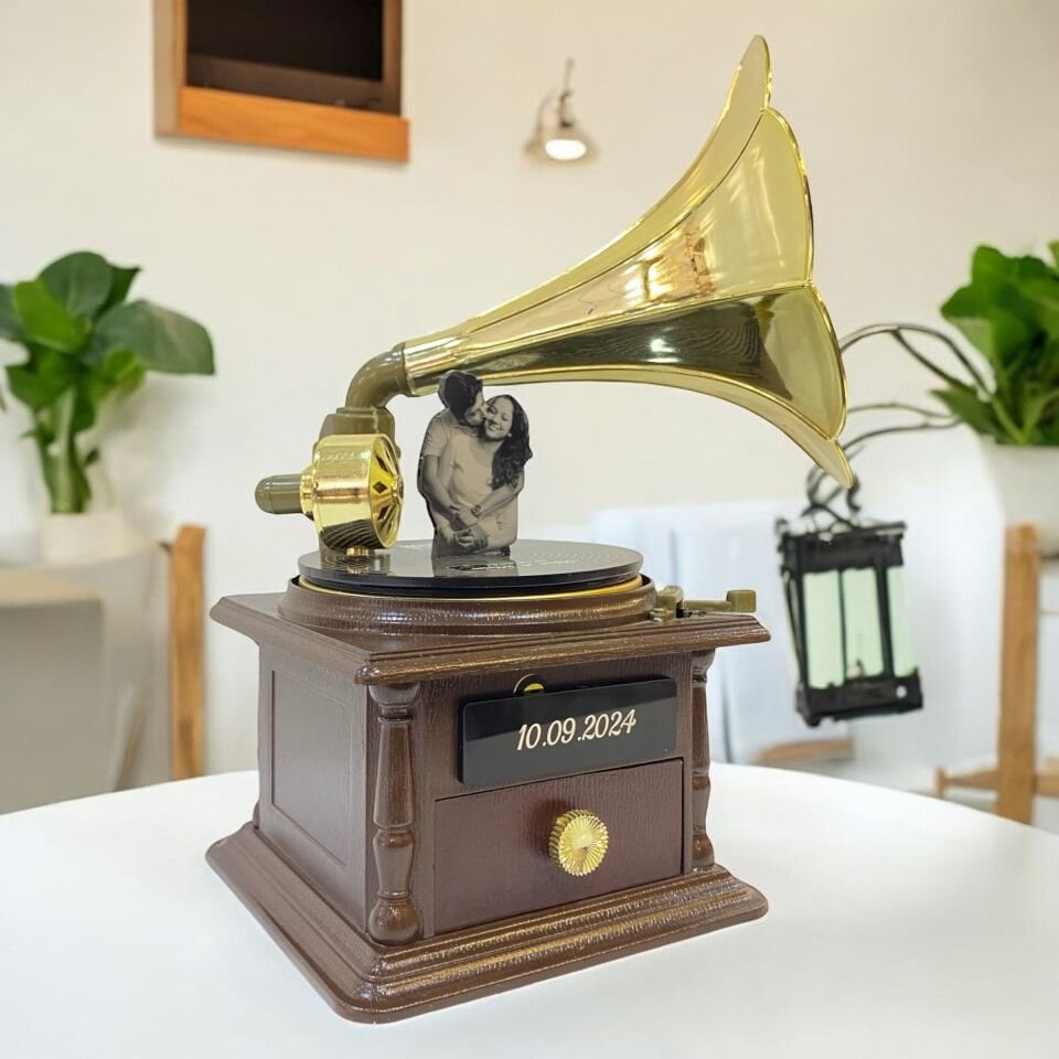 Gramofon Müzik Kutusu 2D Resimli