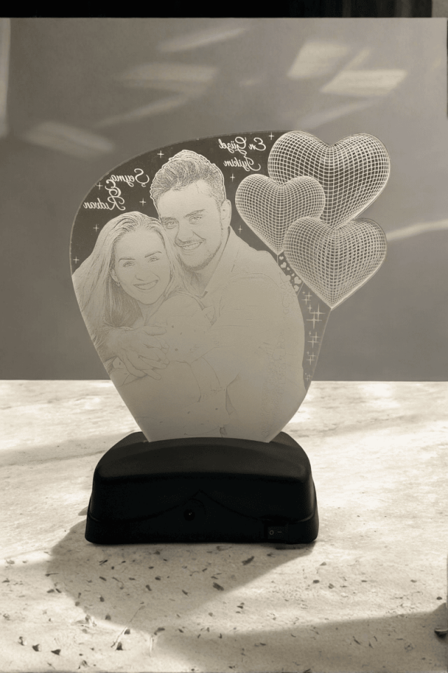 3D Gece Lambası 3 Kalpli