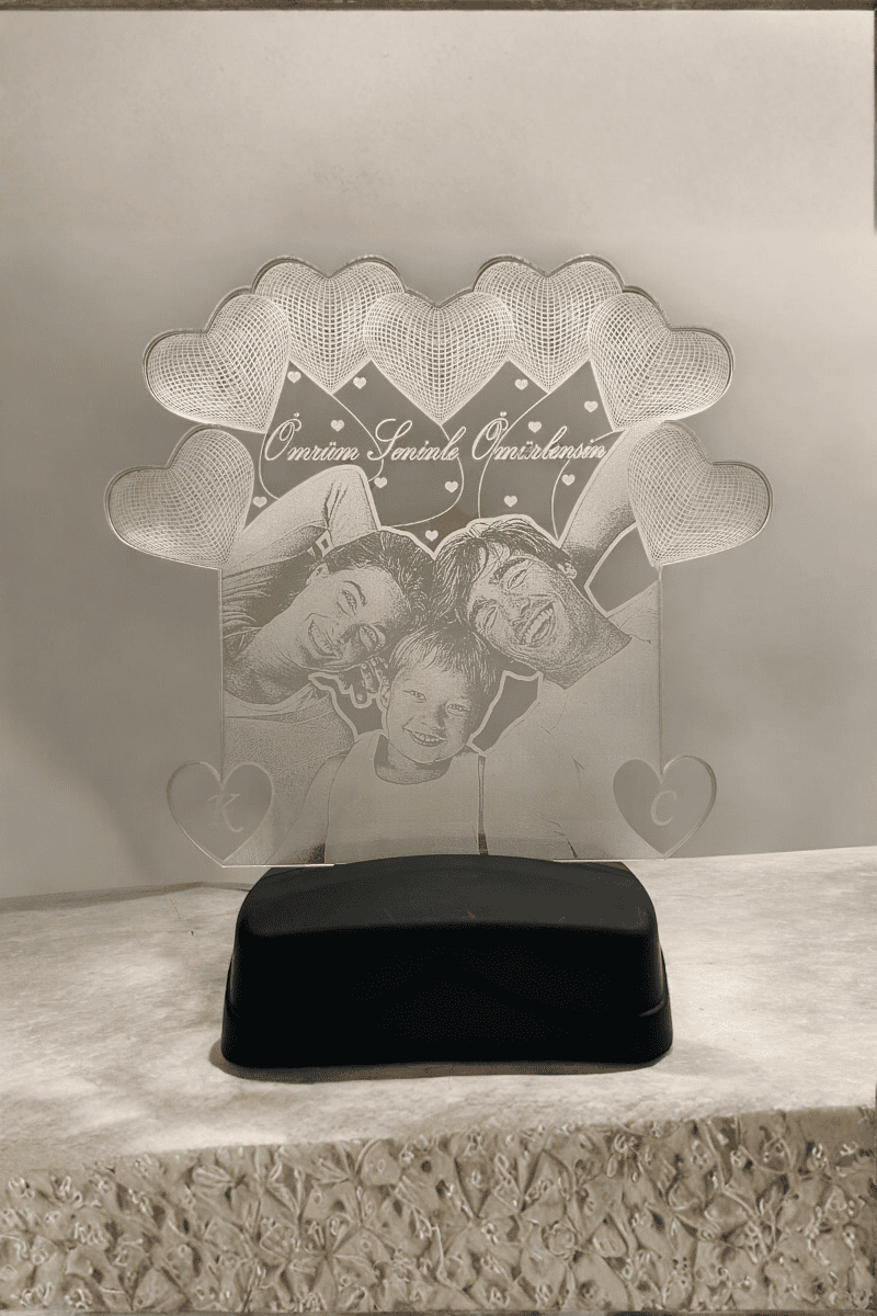 3D Gece Lambası 8 Kalpli