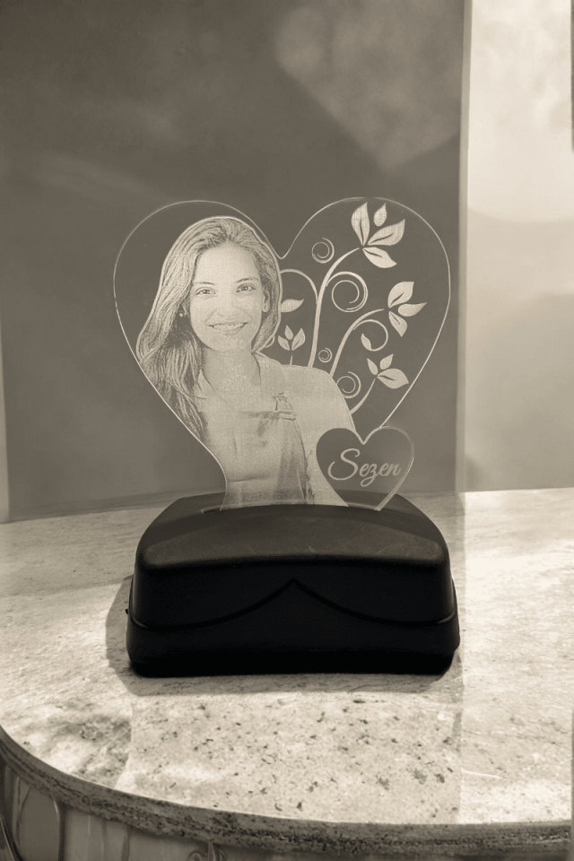 3D Gece Lambası Kalpli