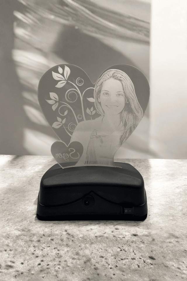 3D Gece Lambası Kalpli