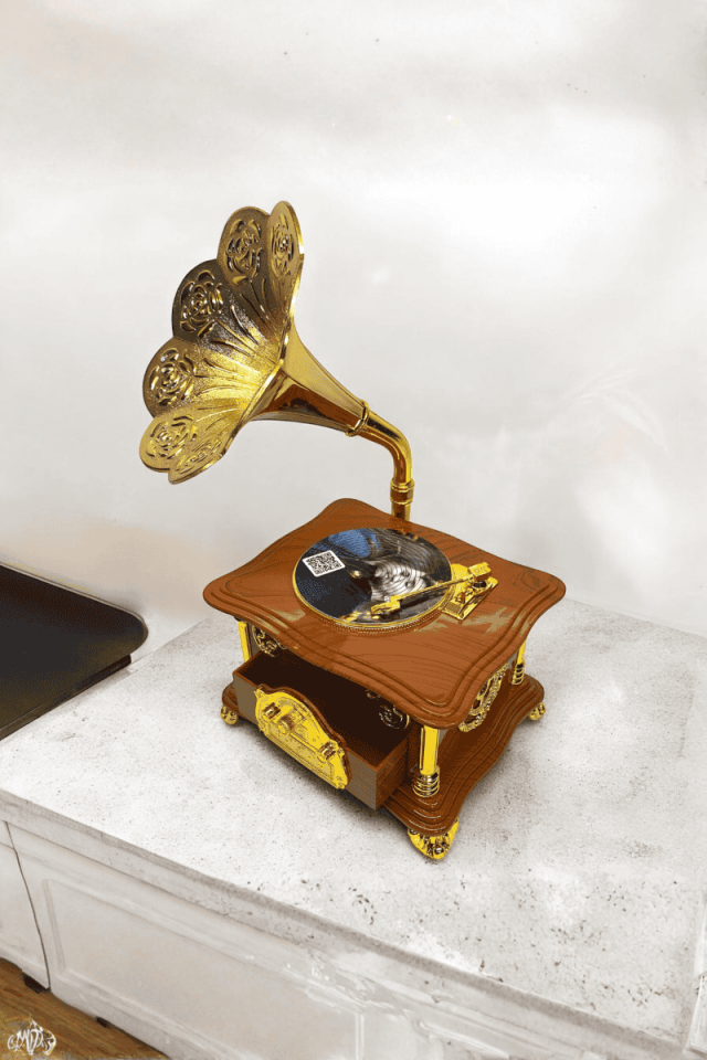 Kişiye Özel Gramofon Müzik Kutusu