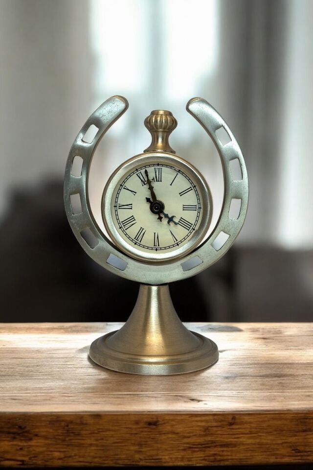 At Nalı Metal Masaüstü Saat