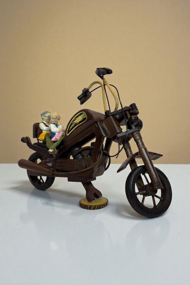 yaşlı yolculuk Motosiklet Ahşap büyük boy