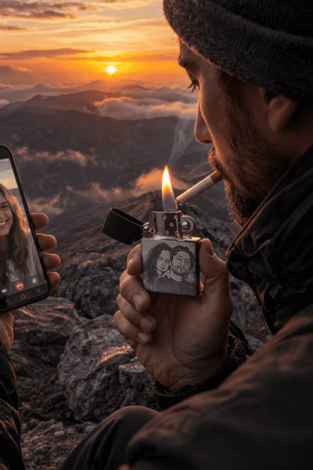 Kişiye Özel Resimli Siyah  Çakmak