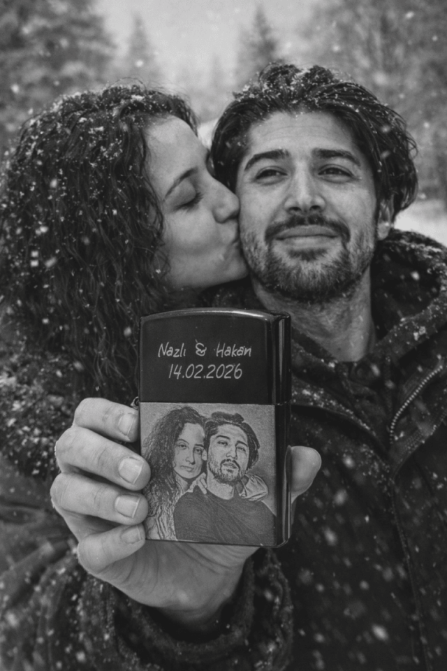 Kişiye Özel Resimli Siyah  Çakmak