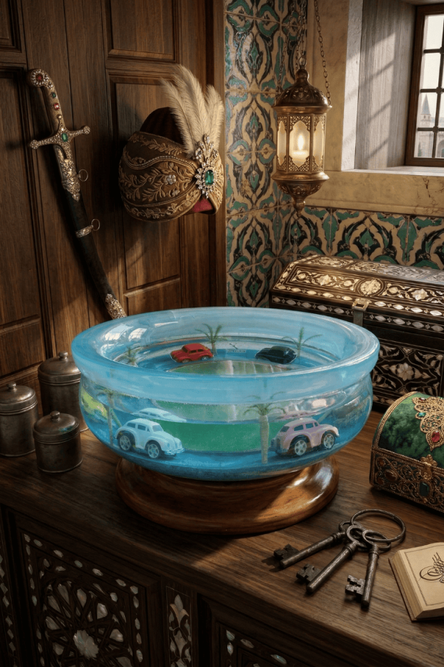 Mavi Yolculuk – Mini Araba Temalı Epoksi Tasarım